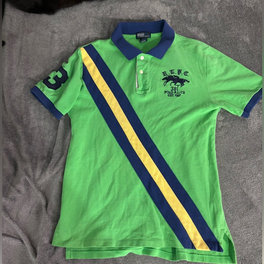 Polo by Ralph Lauren Green and Blue Men's Polo Shirt